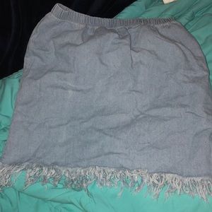 Fashion nova denim fringe skirt
